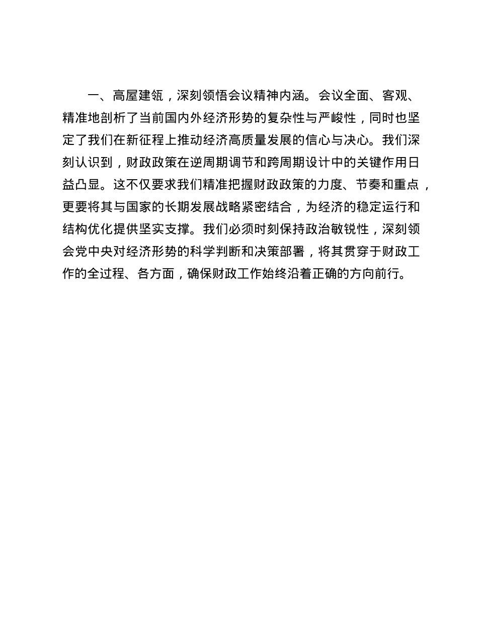 学习贯彻2024年中央经济工作会议精神研讨发言：坚守财政担当，赋能经济发展新征程(1).docx_第2页