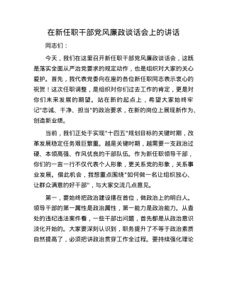 在新任职干部X风廉政谈话会上的讲话.docx