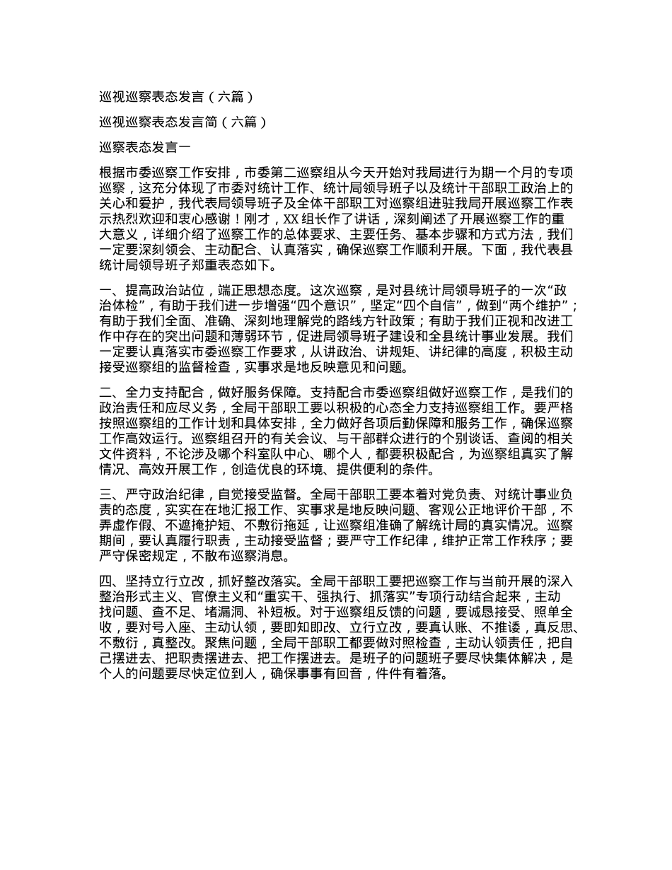 巡视巡察表态发言.docx_第1页