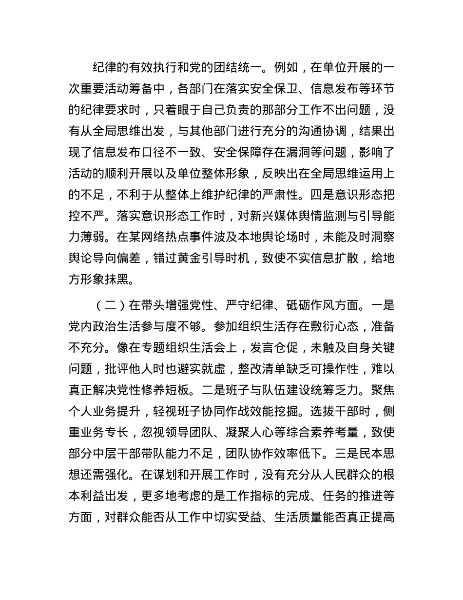 领导干部2024年专题民主生活会、组织生活会对照检查发言材料（四个带头）(1).docx_第2页