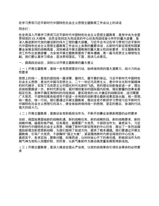 在学习贯彻习近平新时代中国特色社会主义思想主题教育工作会议上的讲话.docx