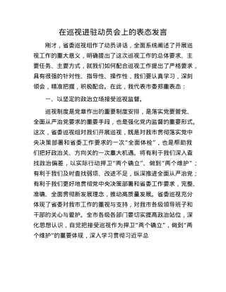 在巡视进驻动员会上的表态发言.docx