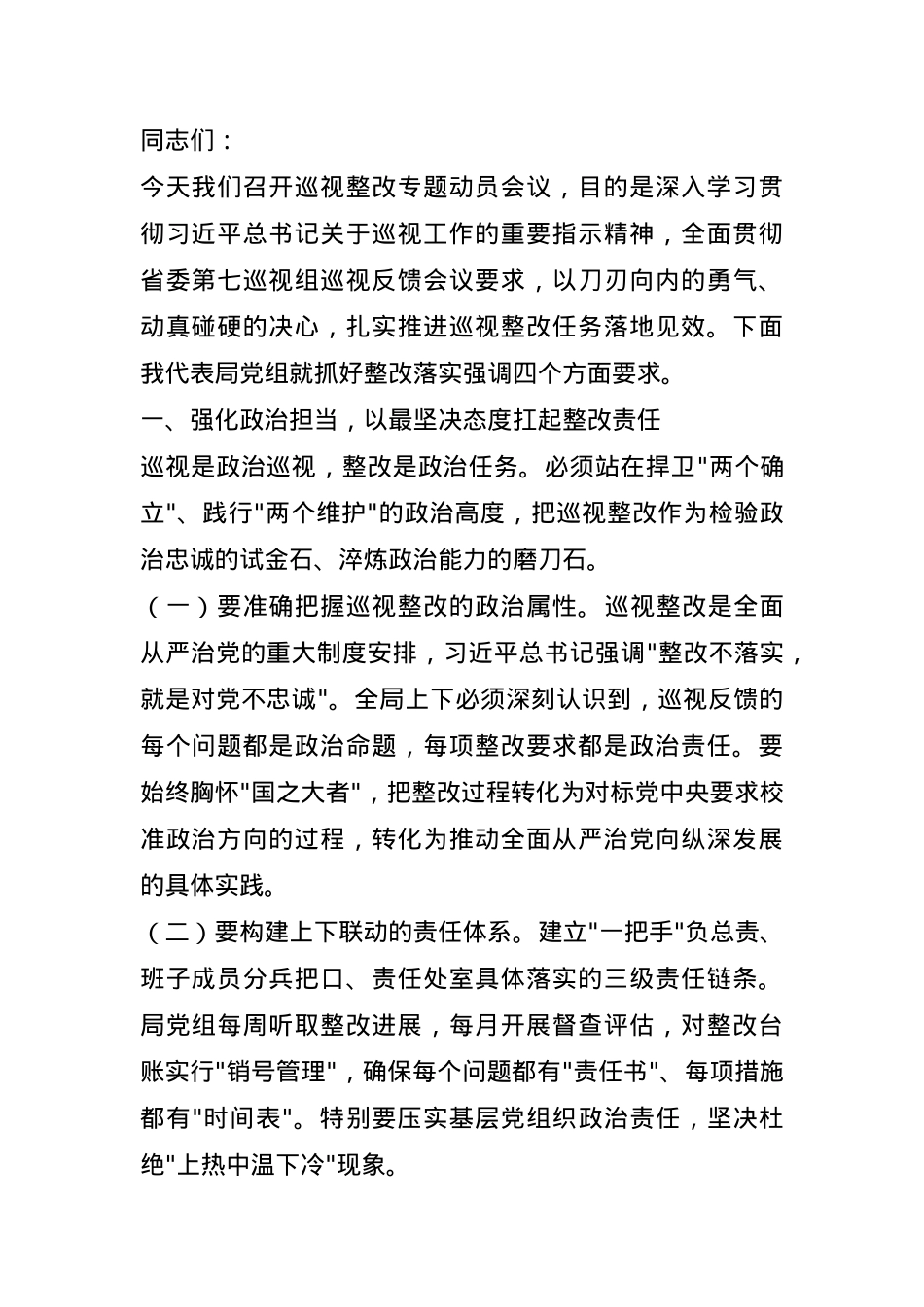 在巡视整改动员部署会议上的讲话.docx_第1页