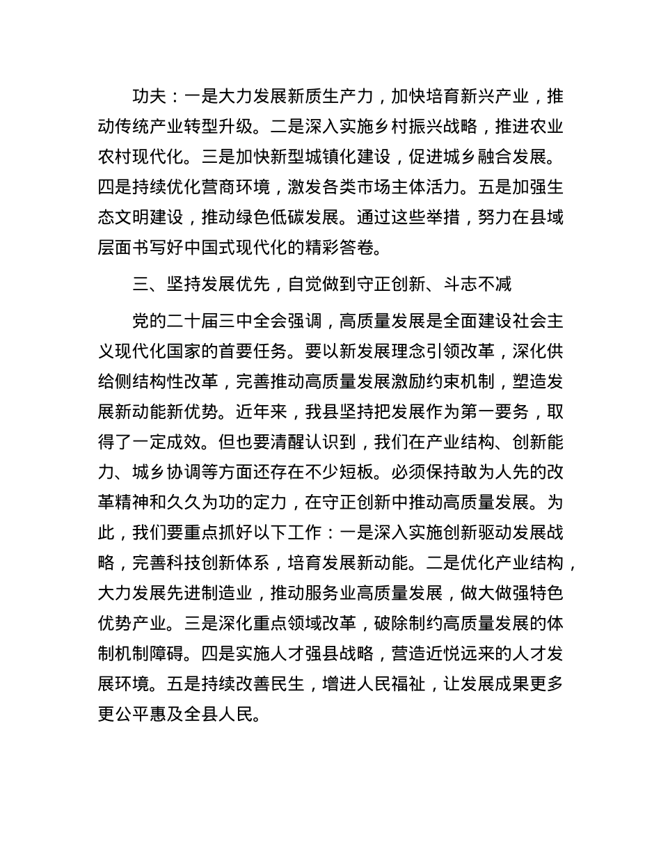 研讨发言材料：学习贯彻X的二十届三中全会精神，推动县域高质量发展.docx_第3页