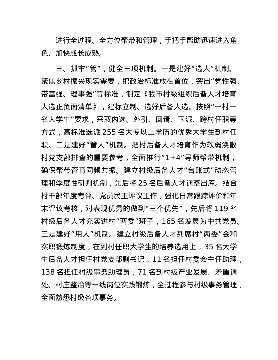 在抓基层X建促乡村振兴工作会议上的交流发言：加强村干部队伍建设，推动乡村高质量发展.docx_第3页