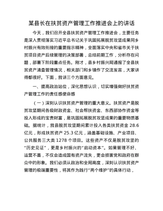某县长在扶贫资产管理工作推进会上的讲话.docx