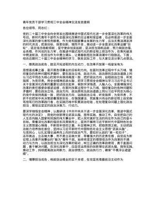 青年X员干部学习贯彻三中全会精神交流发言提纲.docx