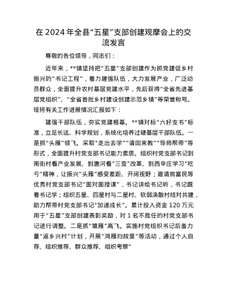 在2024年全县“五星”支部创建观摩会上的交流发言.docx