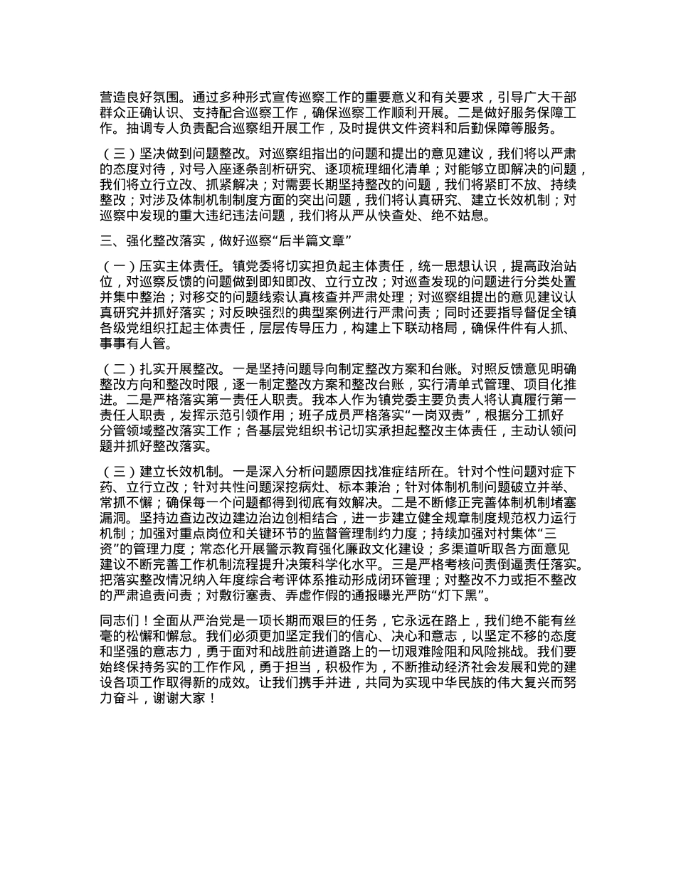 在2024年巡察整改工作反馈会上的表态发言.docx_第2页