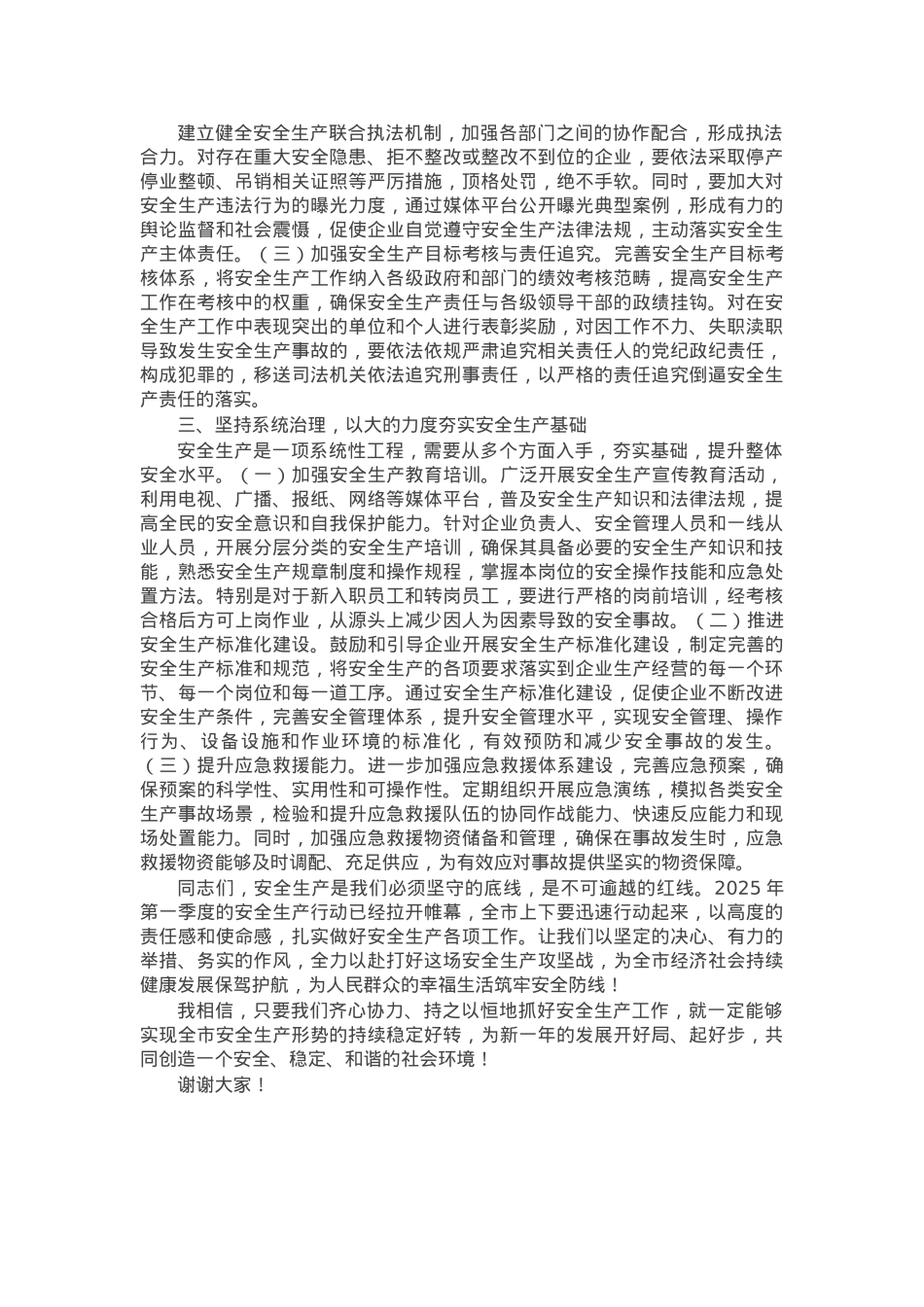 在2025年第一季度全市安全生产行动动员大会上的讲话.docx_第2页