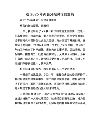 在2025年两会分组讨论发言稿(1).docx