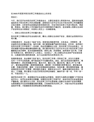 在2025年某某市防汛抗旱工作推进会议上的讲话.docx