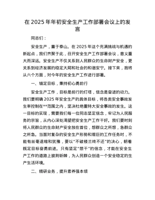 在2025年年初安全生产工作部署会议上的发言.docx