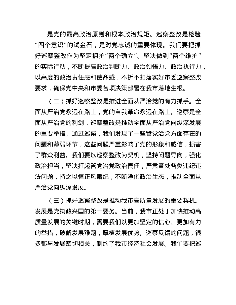 在2025年市委巡查反馈意见整改动员会上的讲话.docx_第2页