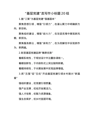 “基层X建”类写作小标题20组(1).docx