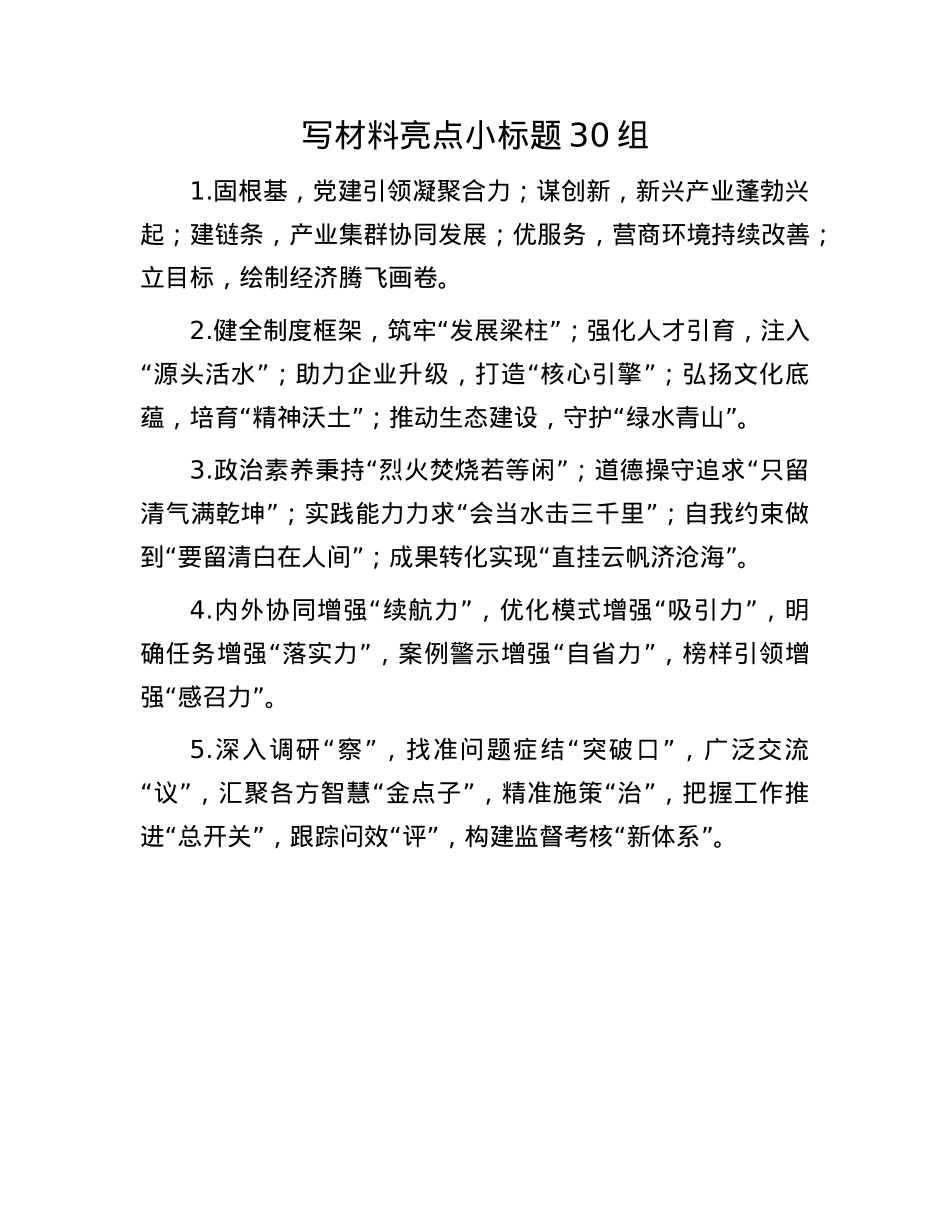 写材料亮点小标题30组(1).docx_第1页