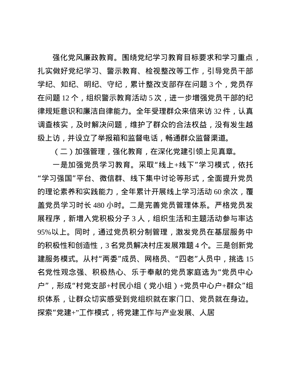 2024年村X支部书记抓基层X建工作述职报告(1).docx_第2页