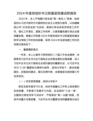 2024年度X组织书记抓基层X建述职报告有重名 859416(1).docx