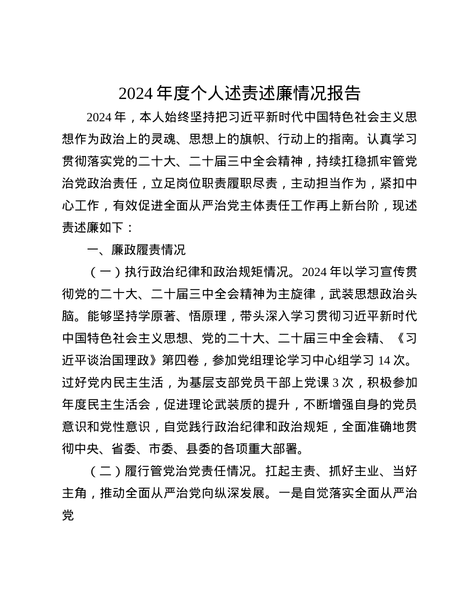 2024年度个人述责述廉情况报告(1).docx_第1页