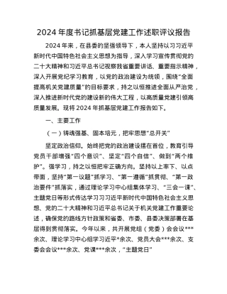 2024年度书记抓基层X建工作述职评议报告(1).docx