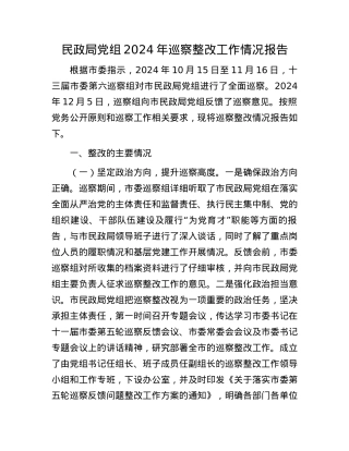 民政局X组2024年巡察整改工作情况报告(1).docx