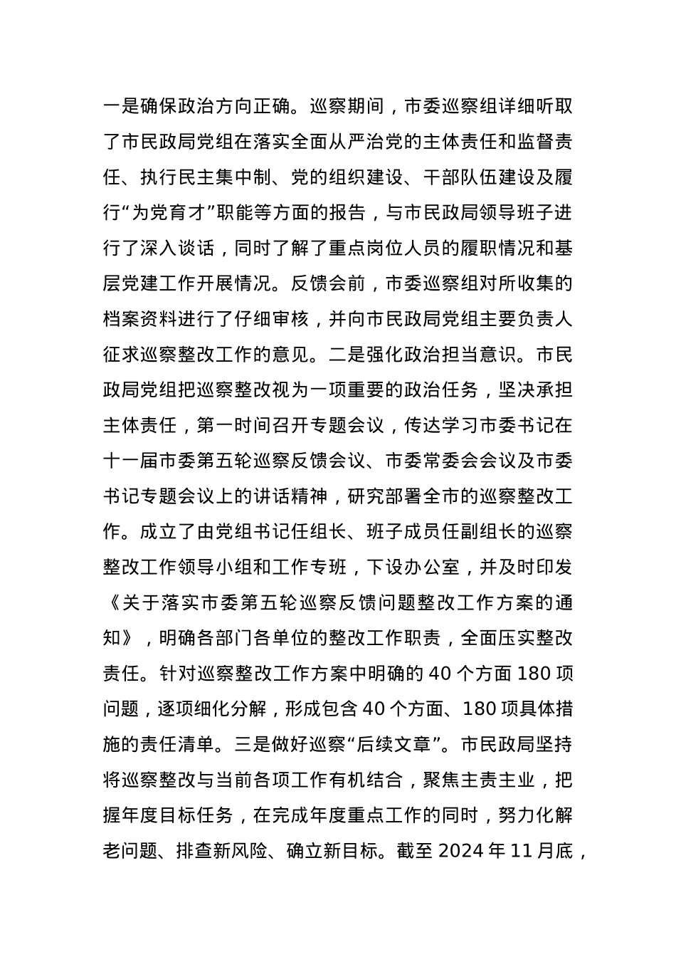 民政局党组2024年巡察整改工作情况报告(1).docx_第2页