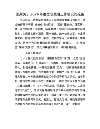 某局关于2024年度思想ZZ工作情况的报告.docx