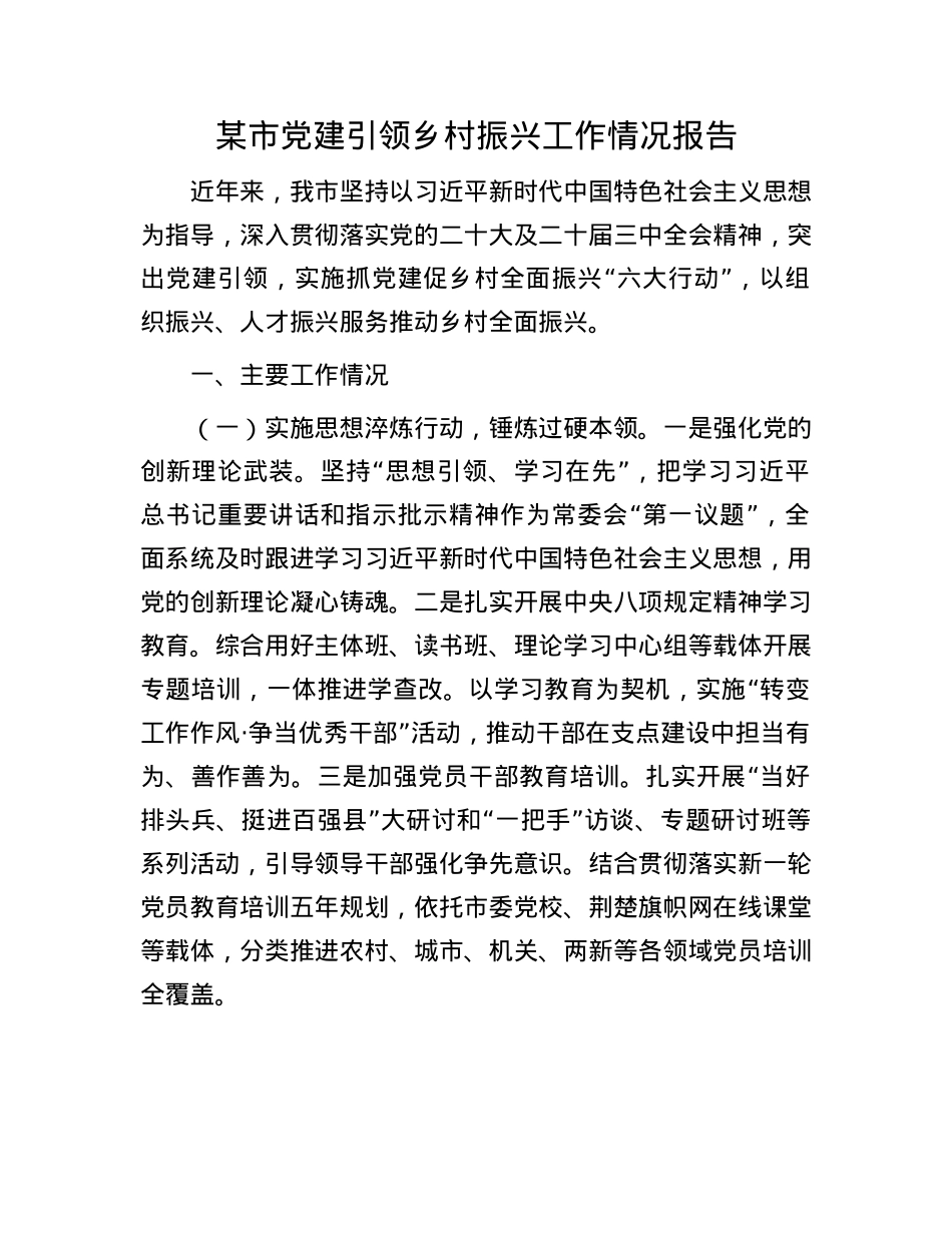 某市X建引领乡村振兴工作情况报告.docx_第1页