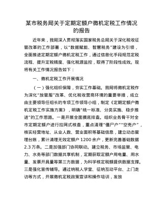 某市税务局关于定期定额户微机定税工作情况的报告.docx