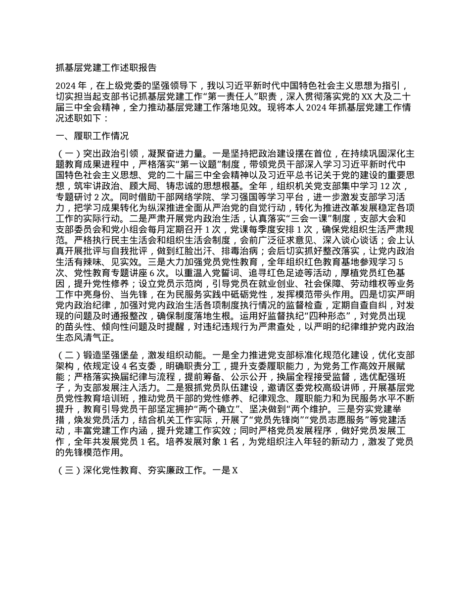 2024年支部X建述职(1).docx_第1页