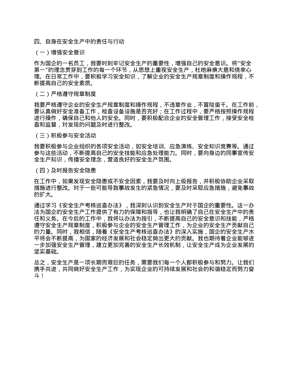 国企员工学习《安全生产考核巡查办法》心得体会.docx_第3页