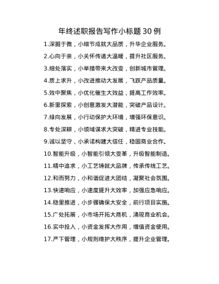 年终述职报告写作小标题30例(1).docx