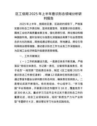 区工信局2025年上半年意识形态领域分析研判报告.docx