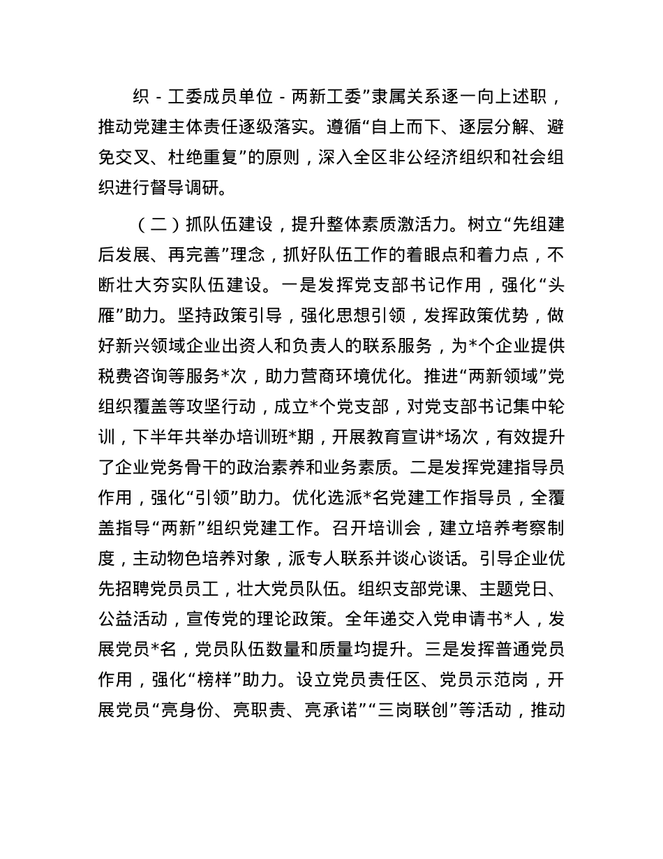 区委两新工委2024年度抓基层X建工作述职报告(1).docx_第2页