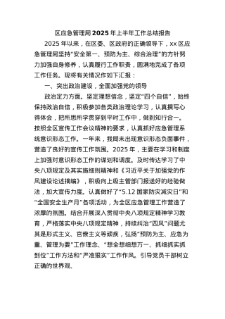 区应急管理局2025年上半年工作总结报告.docx