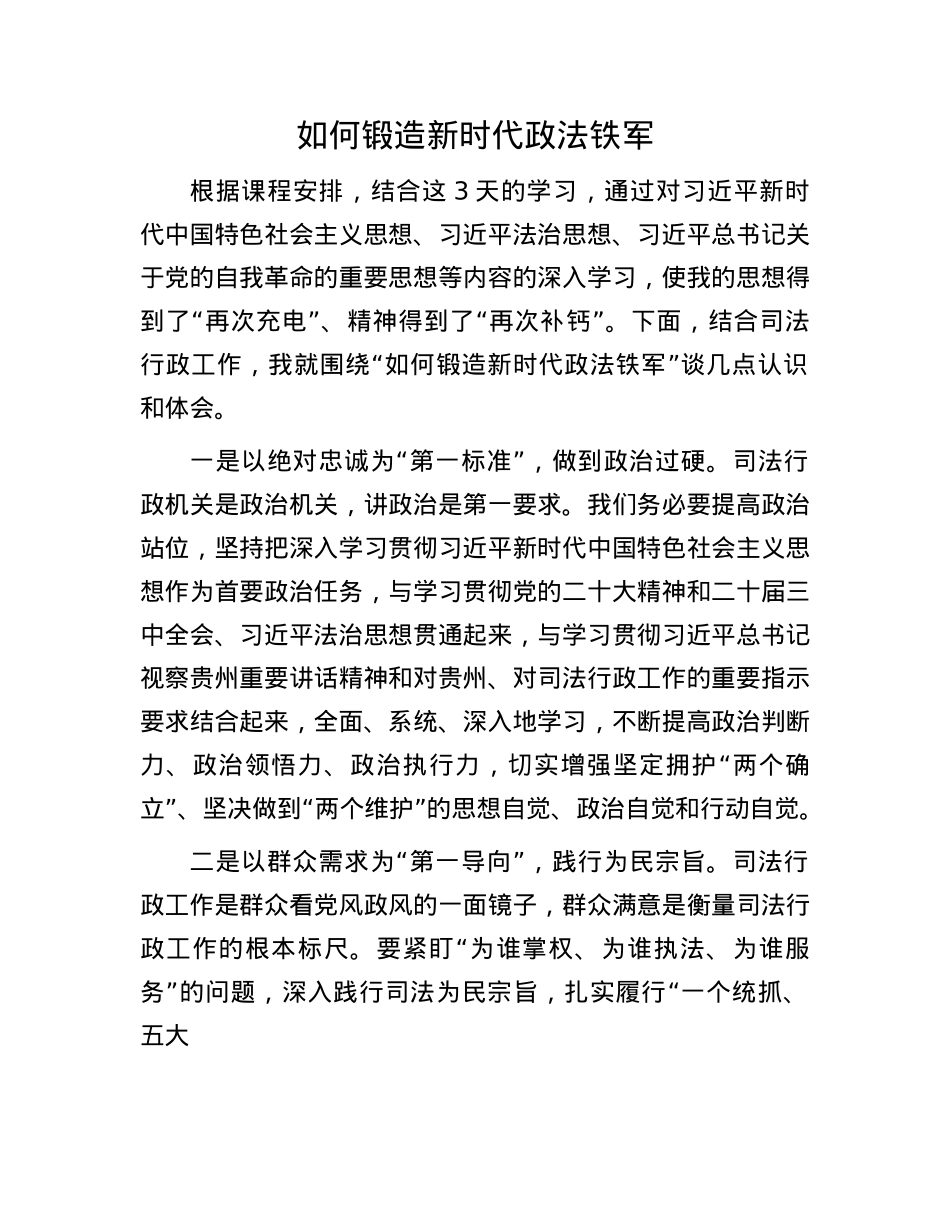 如何锻造新时代政法铁军(1).docx_第1页