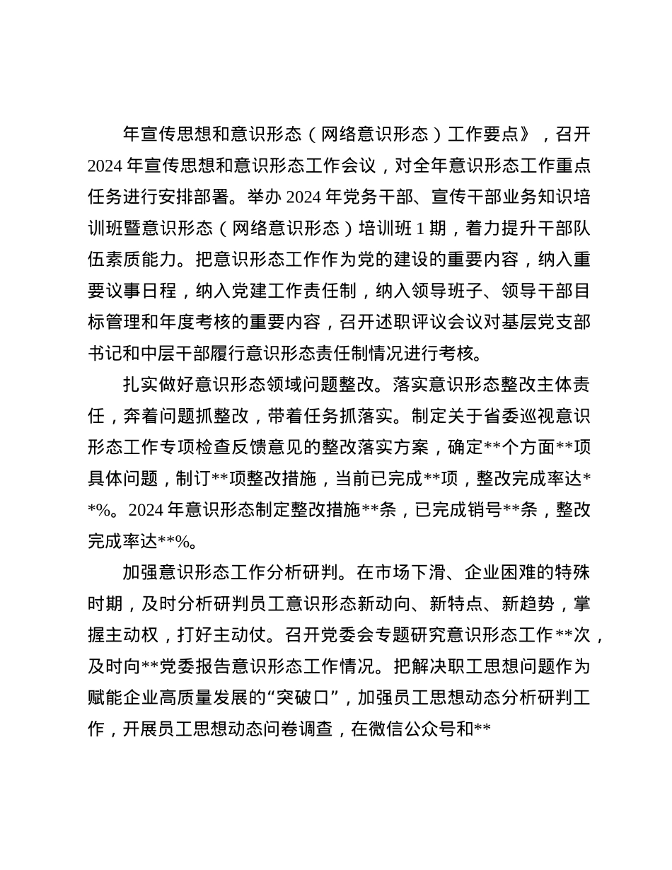 单位（企业）X委关于落实2024年意识形态工作情况的报告.docx_第3页