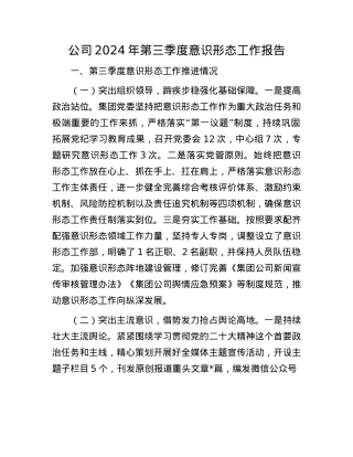 公司2024年第三季度意识形态工作报告.docx