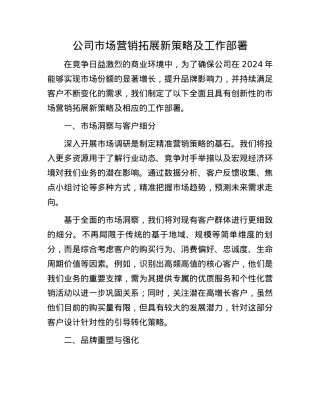 公司市场营销拓展新策略及工作部署(1).docx