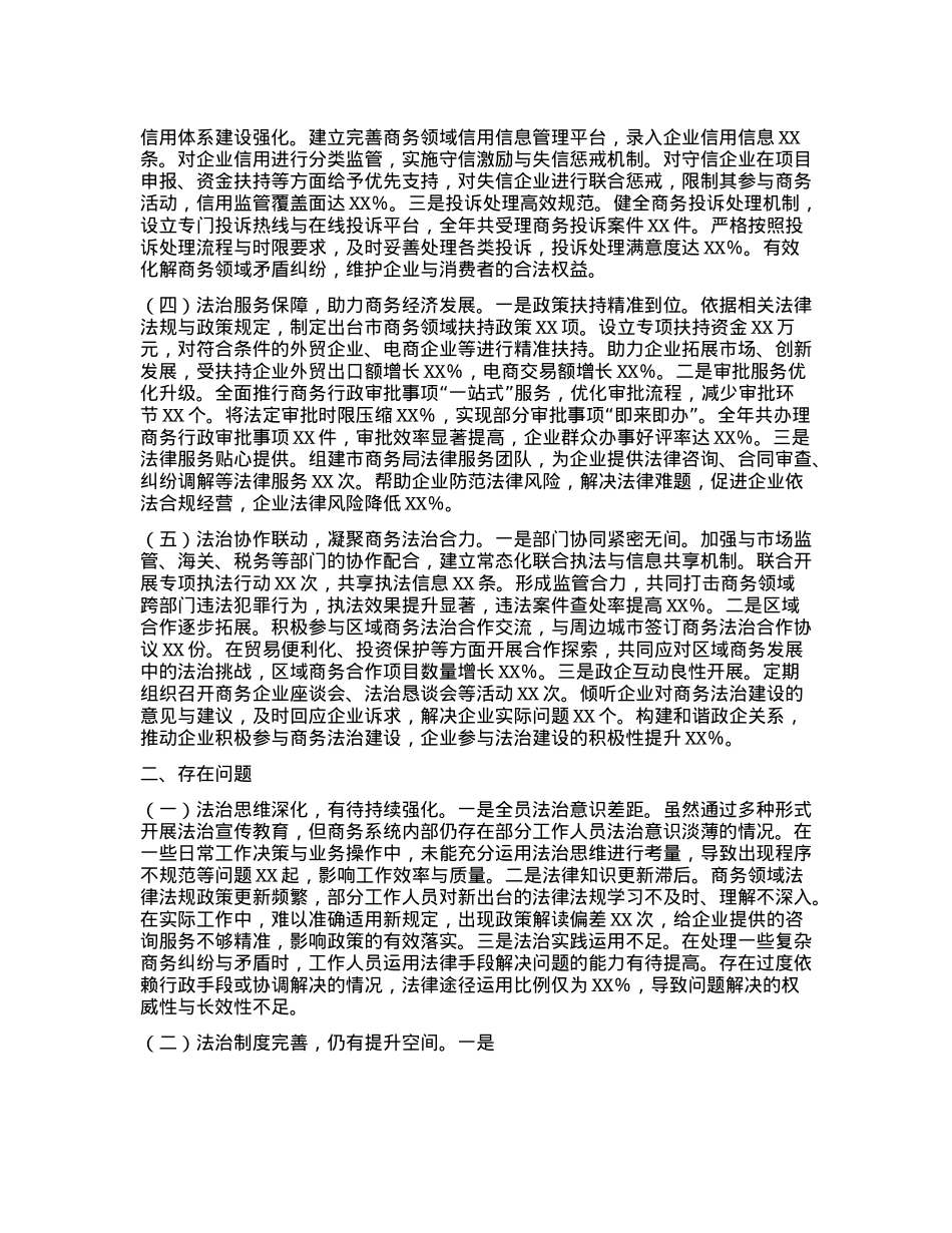 市商务局2024年主要负责人履行推进法治建设第一责任人职责情况述法报告(1).docx_第2页