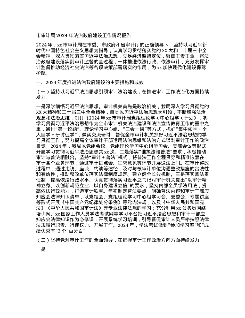 市审计局2024年法治政府建设工作情况报告(1).docx_第1页