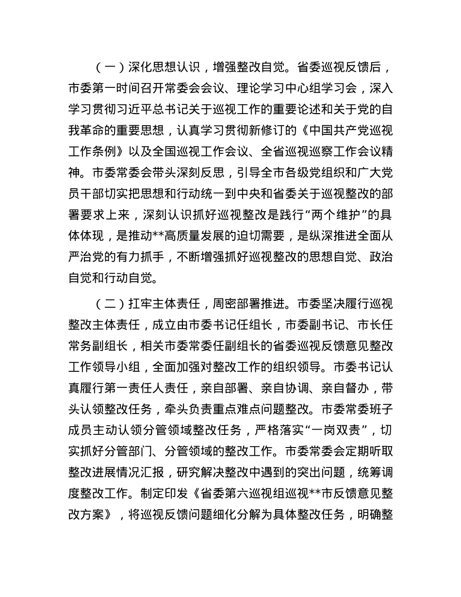 市委关于十一届省委第七轮巡视整改进展情况的报告.docx_第2页