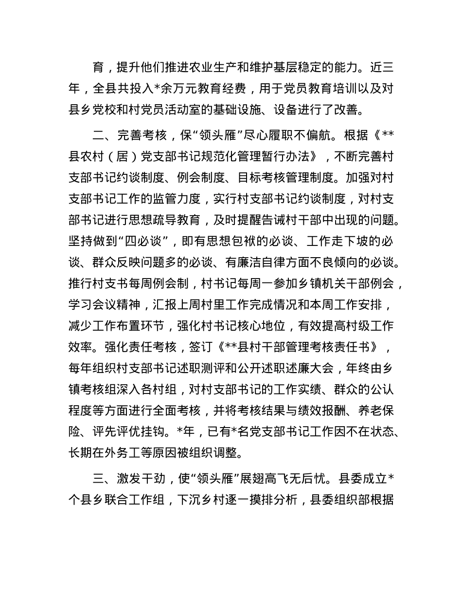 关于某县村X组织书记干部队伍建设情况报告.docx_第3页