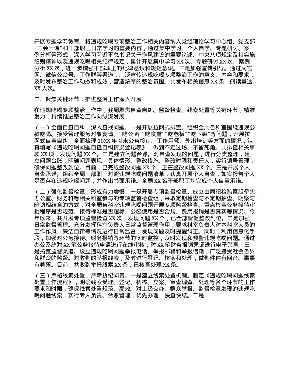 关于违规吃喝专项整治工作进展情况汇报：强作风严纪律，树审批清风.docx_第2页