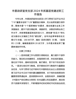 市委政研室X支部2024年抓基层X建述职工作报告(1).docx