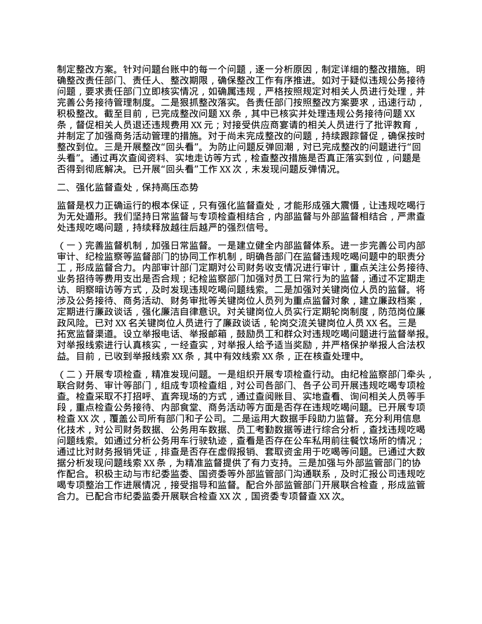 国企关于违规吃喝专项整治工作进展情况汇报.docx_第2页