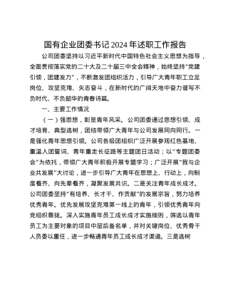 国有企业团委书记2024年述职工作报告(1).docx