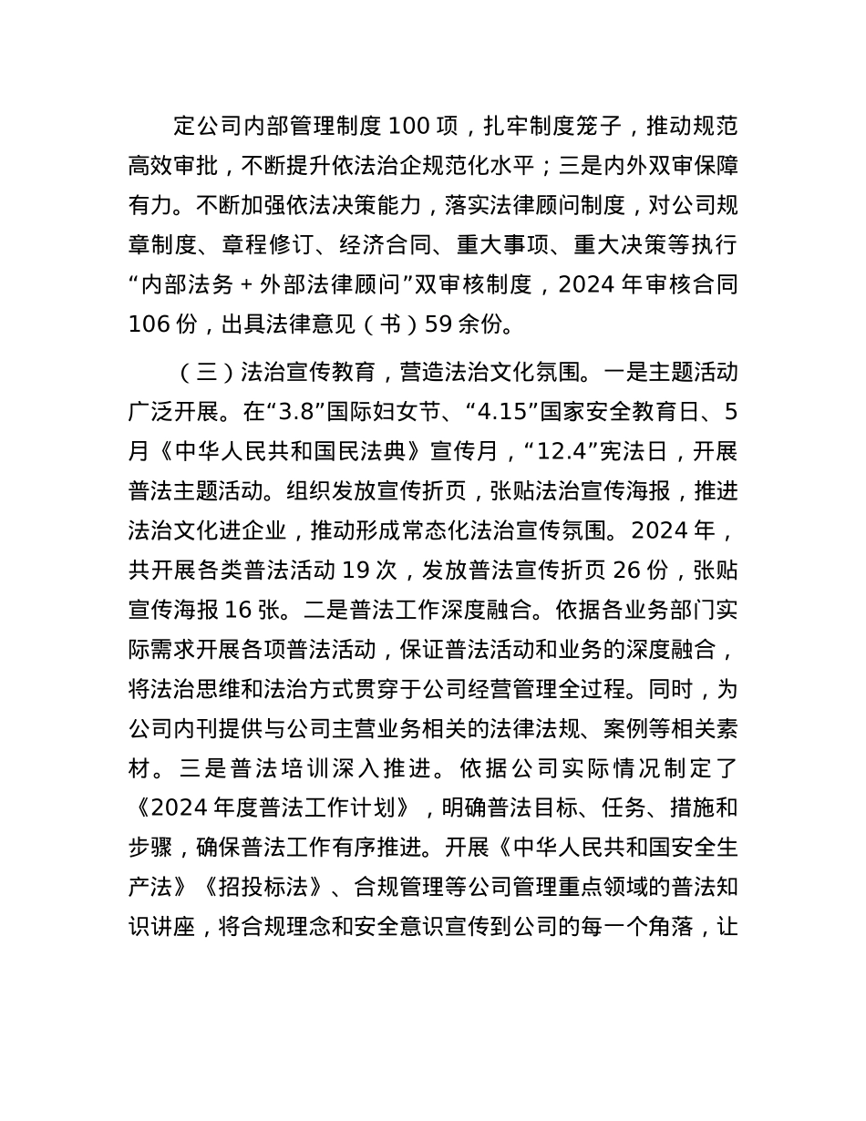 国有投资公司X委书记2024年度述法工作报告.docx_第2页