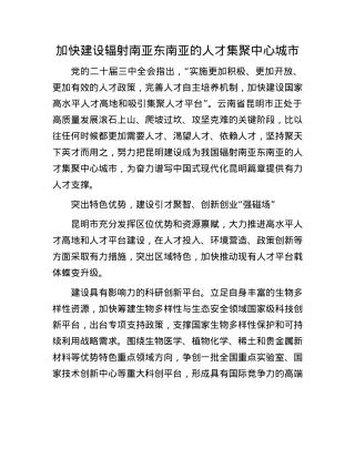 加快建设辐射南亚东南亚的人才集聚中心城市(1).docx