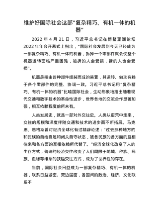 维护好国际社会这部“复杂精巧、有机一体的机器”(1).docx